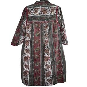 Models Coat vintage Paisley Print Dress Pockets Button Front‎ 3/4 Sleeve